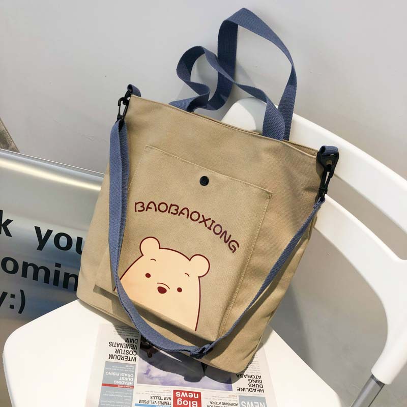 Women's bag new tutorial canvas bag single shoulder bag women's Korean shopping bag fashion soft girl student bag portable messenger bag popular in stock