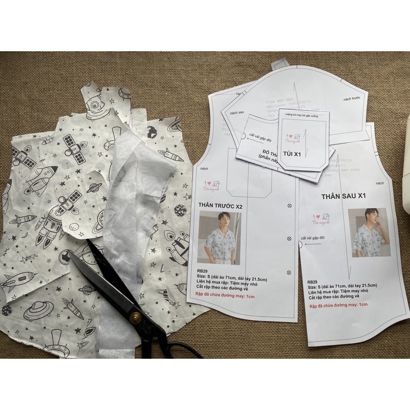 RB29_Rập giấy may áo bâu danton nam