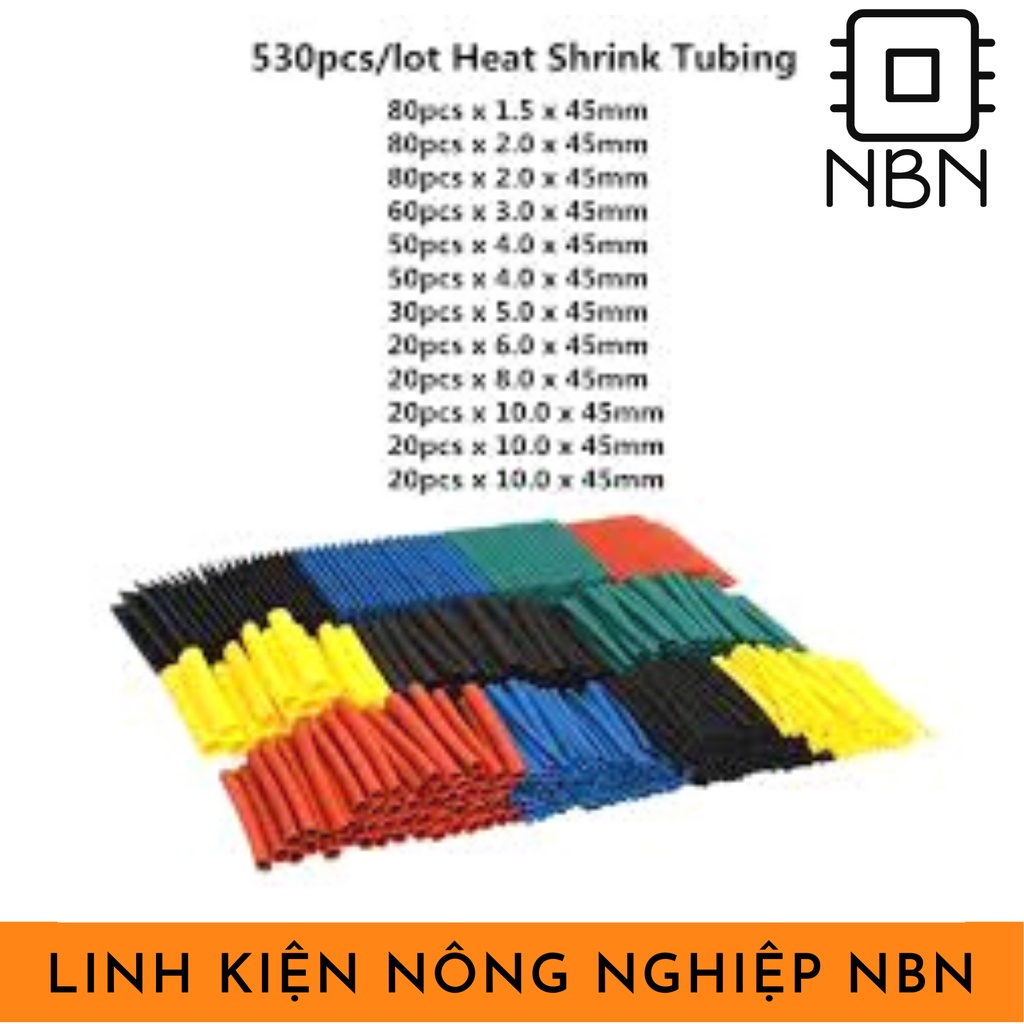 Gói 530 ống gen co nhiệt dài 45mm🔥phi 1.5 -10 🔥nhiều màu
