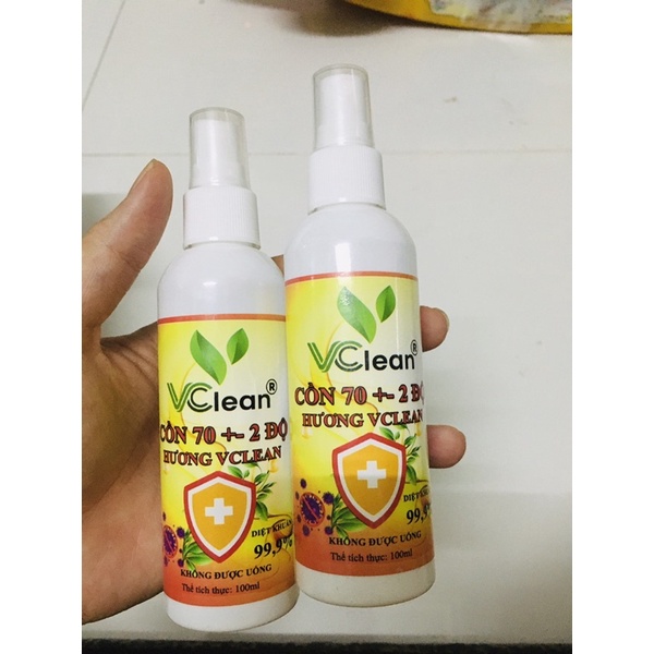 Xịt rửa tay khô Cồn 70 độ Vclean Hương Trà xanh, Hương dâu, Sả chanh, Sả