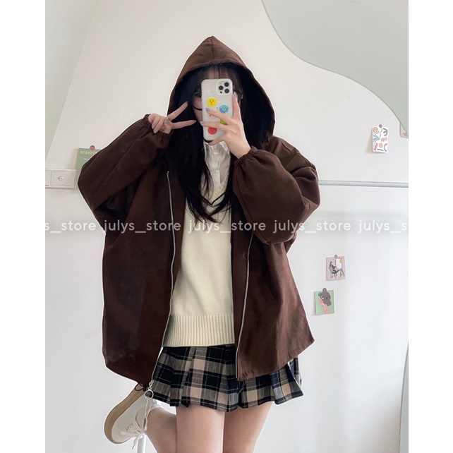 Áo khoác nhung lì khoá tròn ulzzang (ảnh thật kèm video)