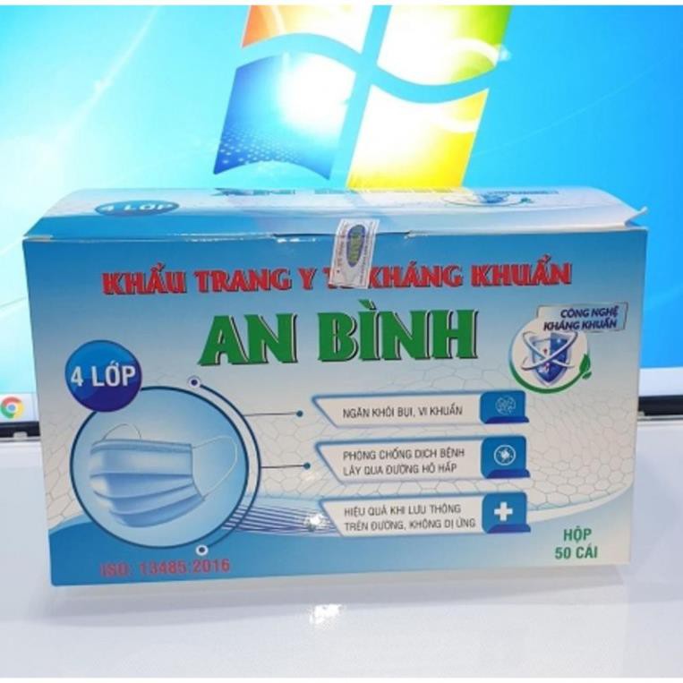 [CHÍNH HÃNG ] Khẩu trang y tế 4 lớp màu xanh cao cấp An Bình (Hộp 50 cái)