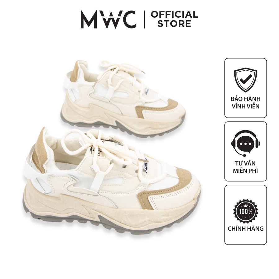 Giày MWC 0568 - Giày Thể Thao Nữ Cổ Thấp, Sneaker Da Đế Cao Năng Động Trendy