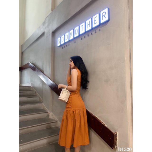 Đầm maxi nhún 3 màu kèm hoa