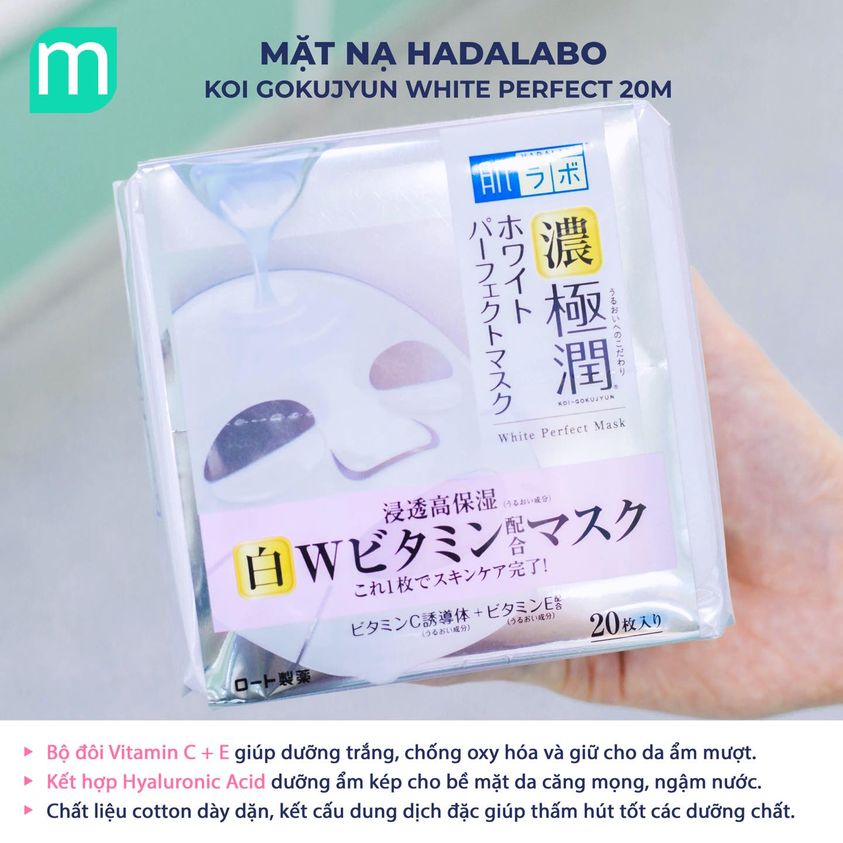 Mặt Nạ Hadalabo Koi Gokujyun White Perfect 20 Miếng