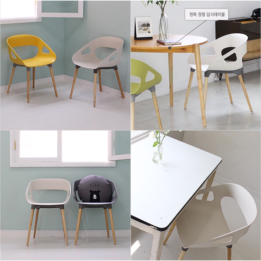 Combo 2 Ghế Chân Gỗ [Ollyhome] Combo 2 Ghế Chân Gỗ Oliving Thời Trang 2 Màu Mang Phong Cách Hàn Quốc ST16