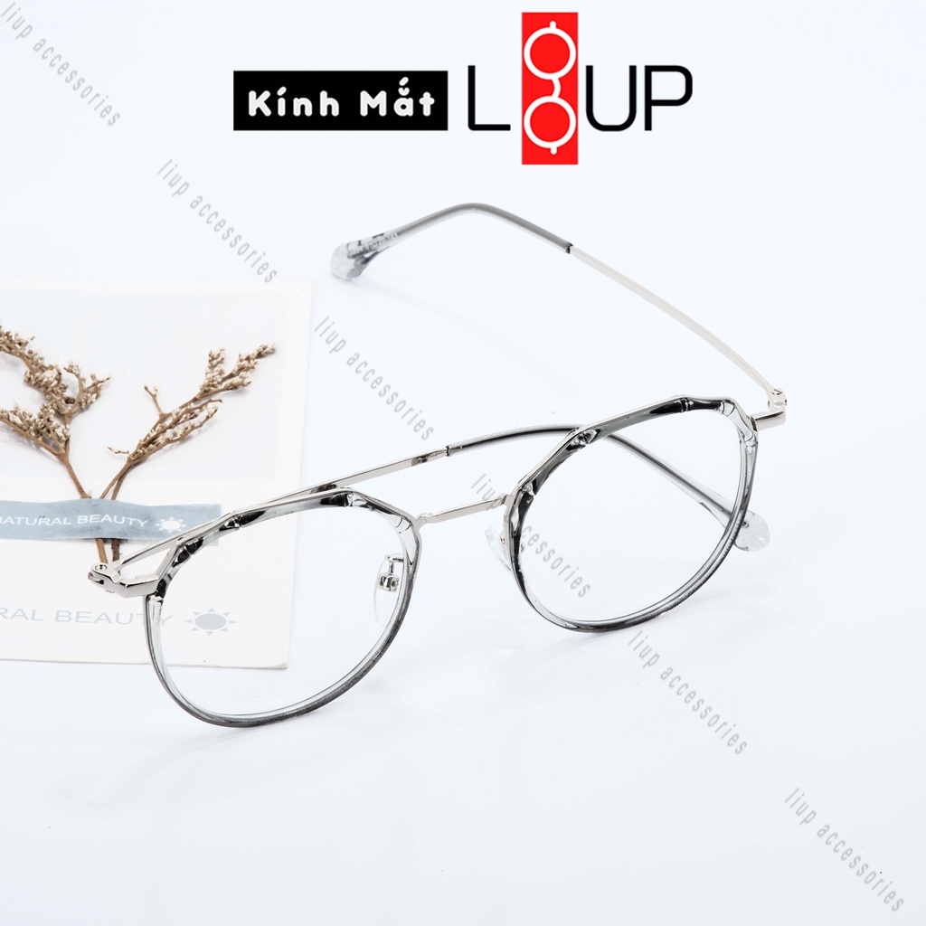 Gọng kính cận nam nữ mắt tròn đa giác Liup Eyewear 8854 thiết kế độc đáo, cá tính, mắt phối nhựa và kim loại