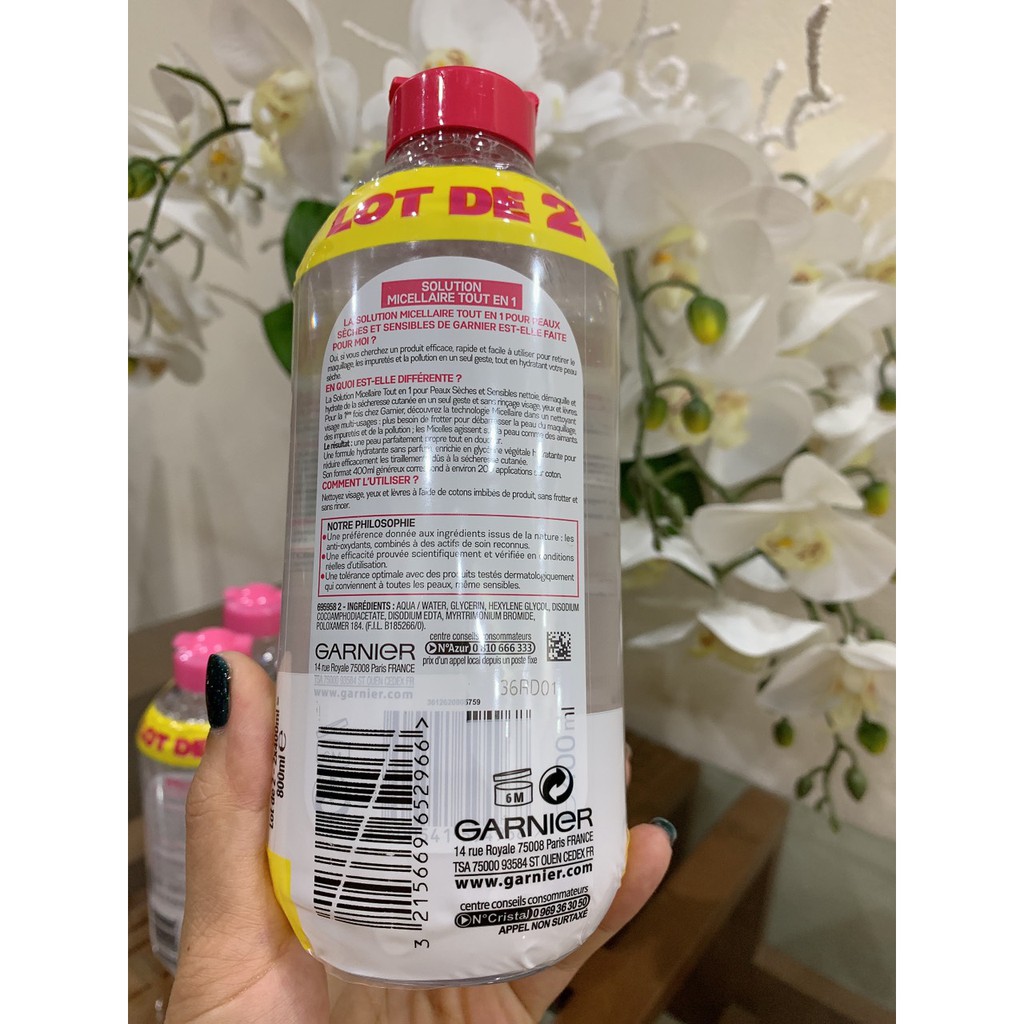 (Chuẩn Pháp ) Nước Tẩy Trang Garnier Skin Active 400ml Pháp -Huynmio