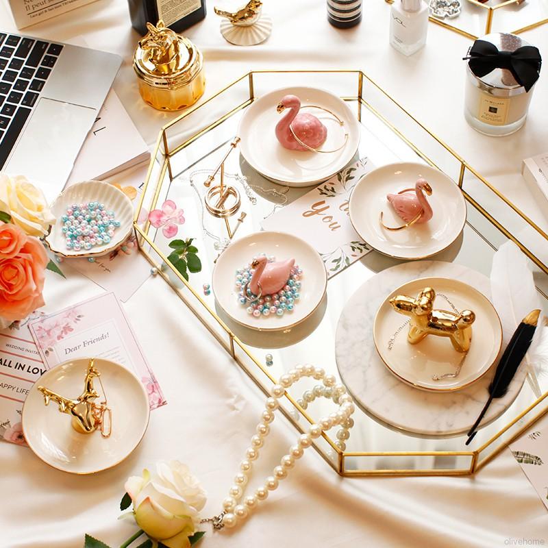 Khay Đựng Trang Sức Bằng Gốm Hình Hồng Hạc Đáng Yêu