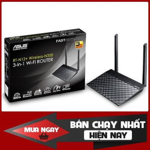 Bộ Phát Wifi Không Dây Asus RT-N12+ 300Mbps  (App quản lý từ xa, quản lý thời gian máy sử dụng)