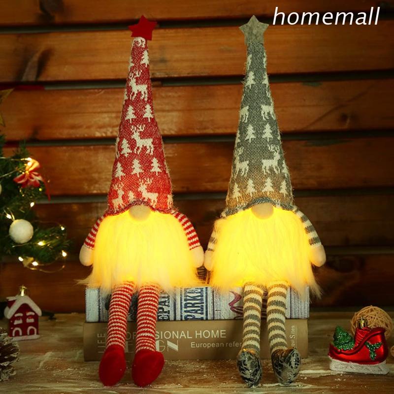 Búp bê nhồi bông hình ông già Noel có đèn LED trang trí giáng sinh