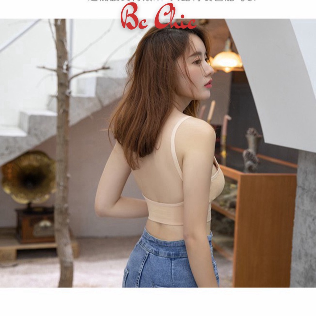 Áo Lót Nữ - Áo Bra Nữ 2 dây tập gym chữ U hở lưng 2 dây không gọng nâng ngực gợi cảm co giãn BC_CHIC LINGERIE