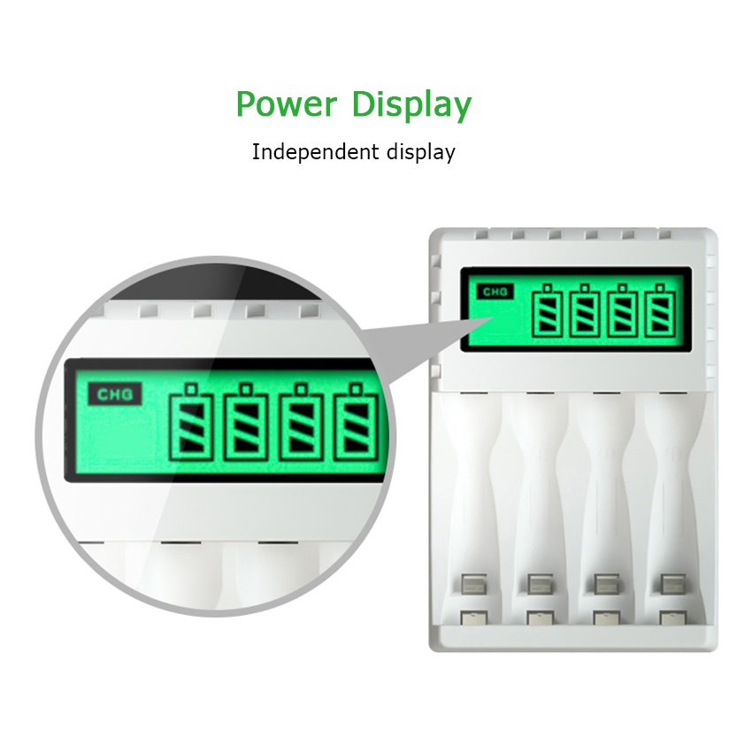 Bộ Sạc Pin 4 Ngăn Có Đèn LED Hiển Thị Thông Minh Cho AA/AAA Ni-MH/Ni-Cd