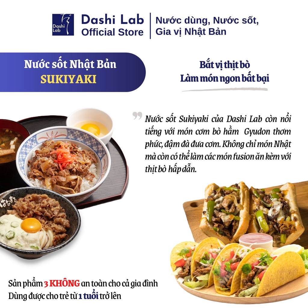 Nước Sốt SUKIYAKI Nhật Bản Hương Vị Thơm Ngon Đậm Đà Đặc Trưng DASHI LAB Túi 1kg