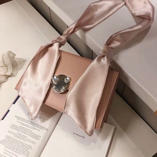 [ORDER+ẢNH THẬT] Túi xách dây lụa trơn đính ngọc sang chảnh màu hồng - đen - trắng Ulzzang siêu xinh ❤️