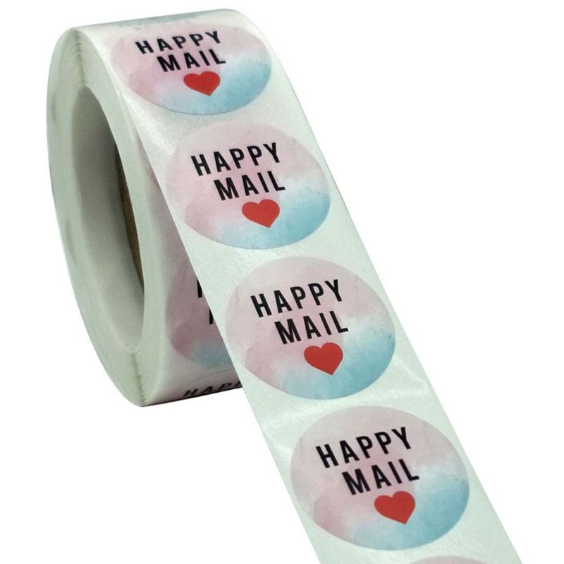 Cuộn 500 Nhãn Dán In Chữ Thank You Màu Hồng Dùng Trang Trí Gói Hàng