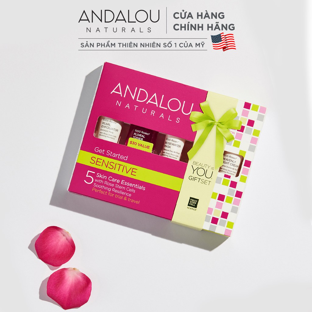 Bộ Sản Phẩm Chăm Sóc Da Nhạy Cảm Andalou Naturals Sensitive 1000 Roses get Started Kit | BigBuy360 - bigbuy360.vn
