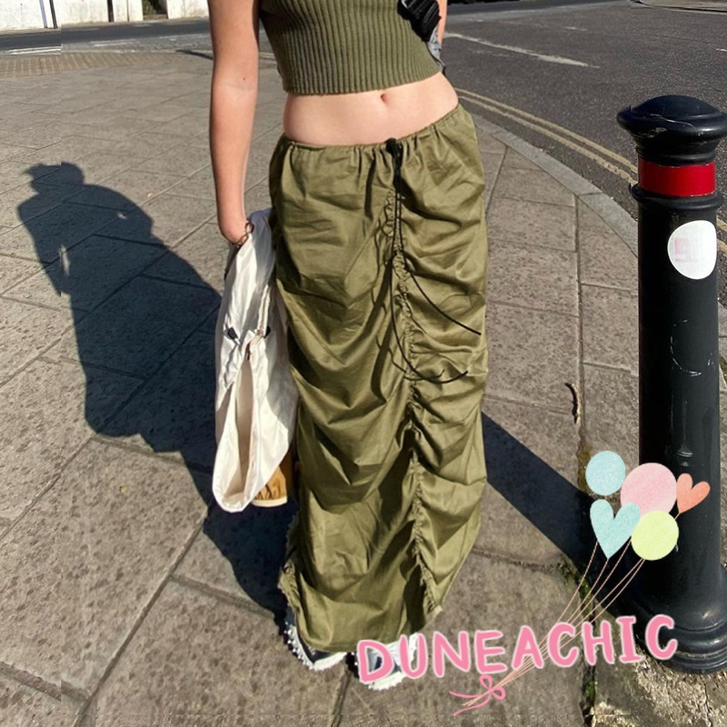 Chân váy dài DUNEA dáng rộng xếp ly thời trang đơn giản cho nữ