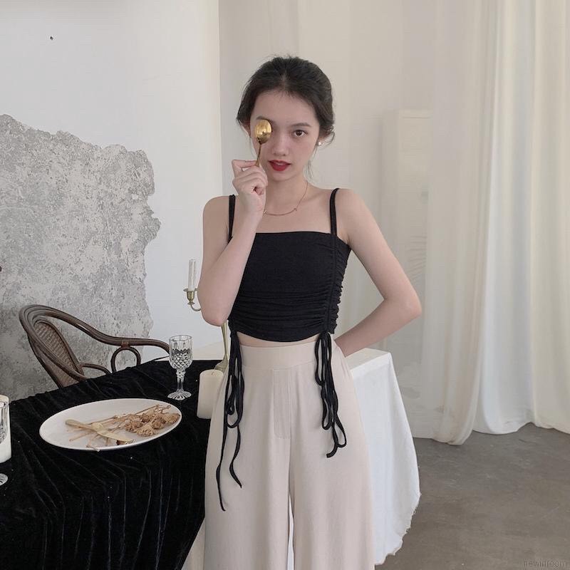 [ Mã WASTAPR giảm 10K đơn 50K] ÁO HAI DÂY NỮ RÚT DÂY 2 BÊN ULZZANG - CROPTOP 2 DÂY RÚT MÀU ĐEN TRẮNG | BigBuy360 - bigbuy360.vn