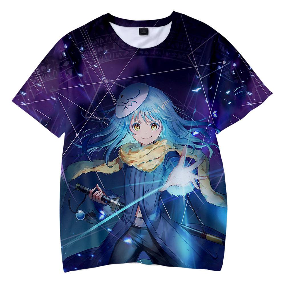 Áo thun tay ngắn dáng rộng in họa tiết anime Rimuru Tempest thời trang dành cho nam và nữ