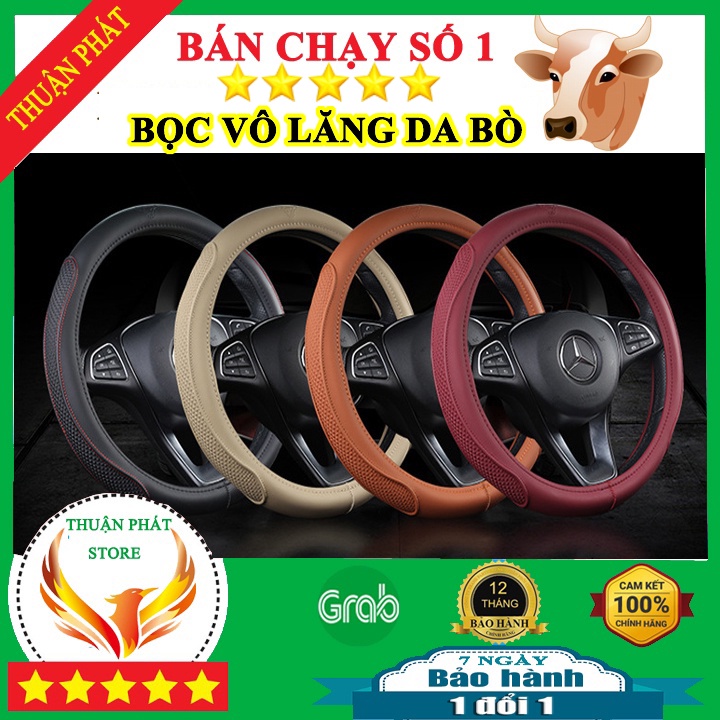 Bọc vô lăng ô tô,bọc tay lái ô tô cao cấp chất liệu da bò chống trượt thoáng khí siêu sang  siêu bền cho mọi loại xe