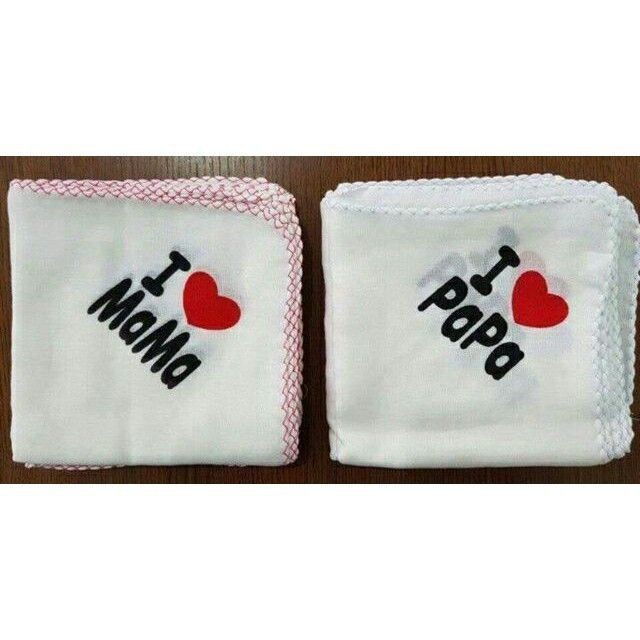 HOT- sét 10 khăn sữa xuất Nhật i love papa ma ma cho bé