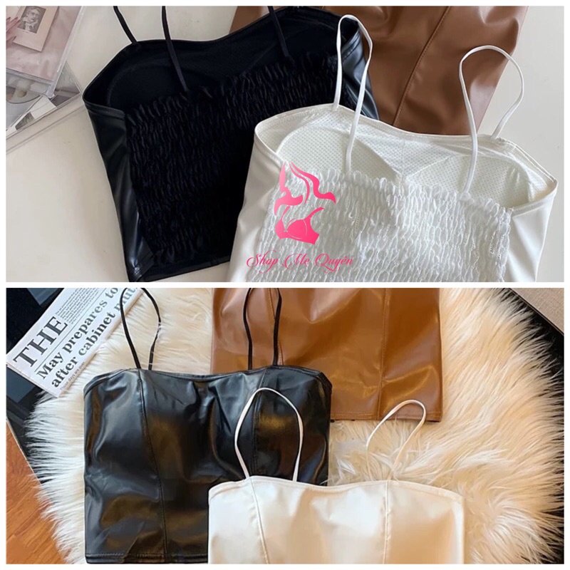 Áo bra Da nữ, áo 2 dây croptop kèm mút gợi cảm, lưng bo chun co dãn thoải mái, áo yếm sexy