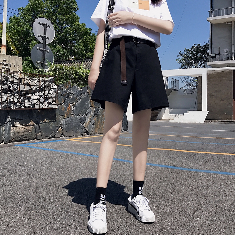 SUXI Quần short lưng cao phong cách Hàn Quốc thời trang năng động cho nữ