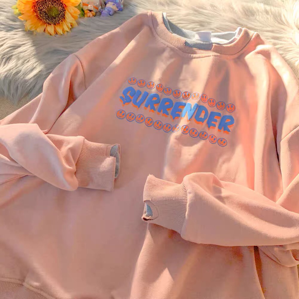 [Rẻ Vô Địch] Áo Sweater Nỉ Cotton Lót Bông Form Rộng Màu Hồng | BigBuy360 - bigbuy360.vn