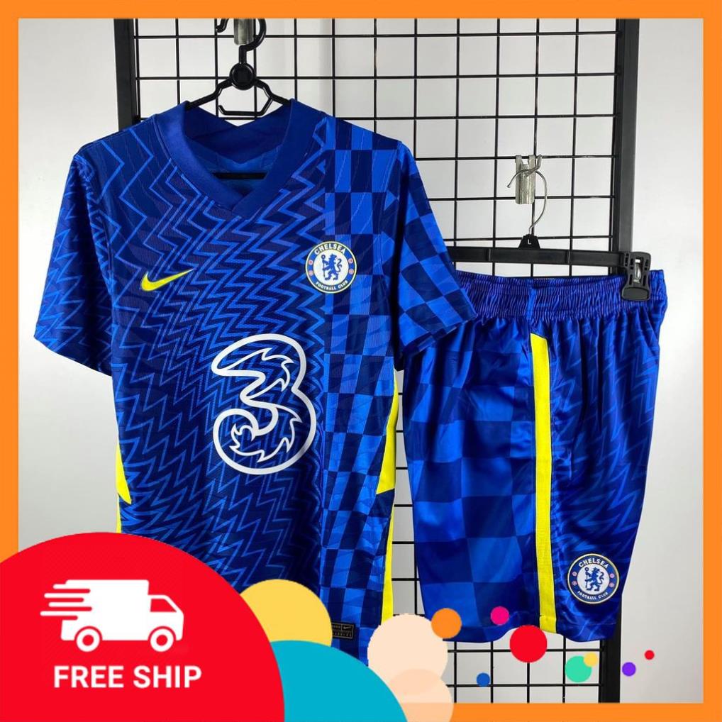 Free Ship - Quần Áo bóng đá CLB Chelsea Xanh Sân Nhà 2021-2022 Made in Thái Lan