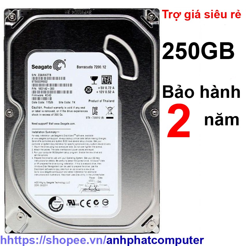 Ổ cứng 250GB máy bàn seagate hổ trợ cài win bảo hành 2 năm