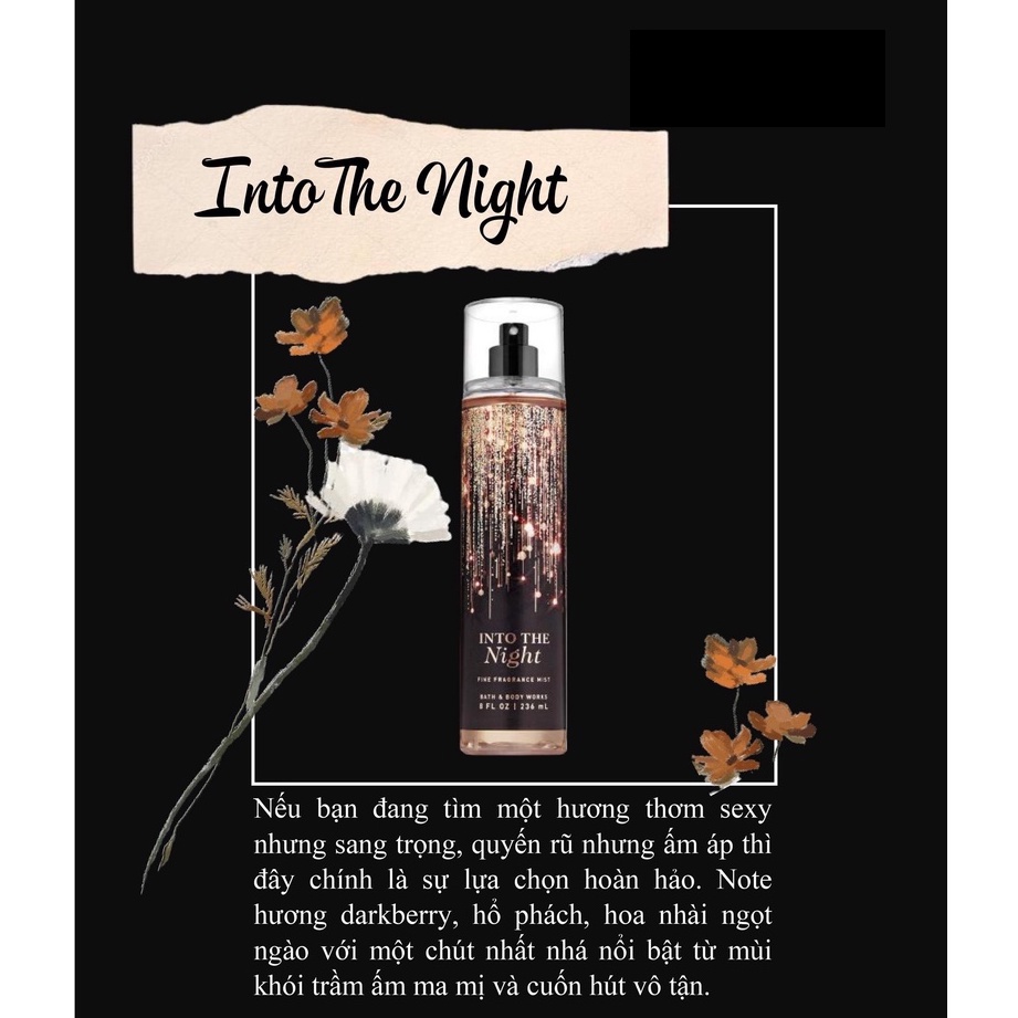 Xịt thơm dưỡng ẩm body Into The Night - Bath and Body Works 236ml