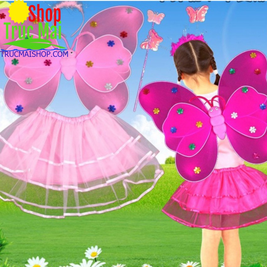 Cánh Thiên Thần Cho Bé - Bộ Váy Cánh Tiên Cánh Bướm Cao Cấp Với Đèn Đi Kèm Dành Cho Bé Từ 1-8 Tuổi