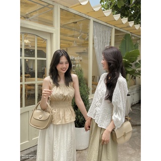 [RÁCH STORE] ÁO KIỂU 2 DÂY TRƠN NHÚN EO ( 47740 )
