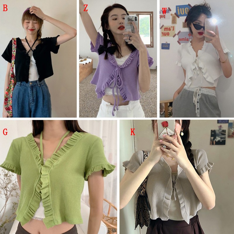 Tay Dài Nữ Dệt Kim Hàn Quốc Cổ Chữ V Áo thời Cardigan | BigBuy360 - bigbuy360.vn