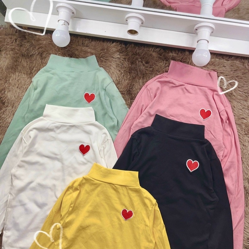 Áo cổ lọ thêu logo trái tim xinh LY alohashop91