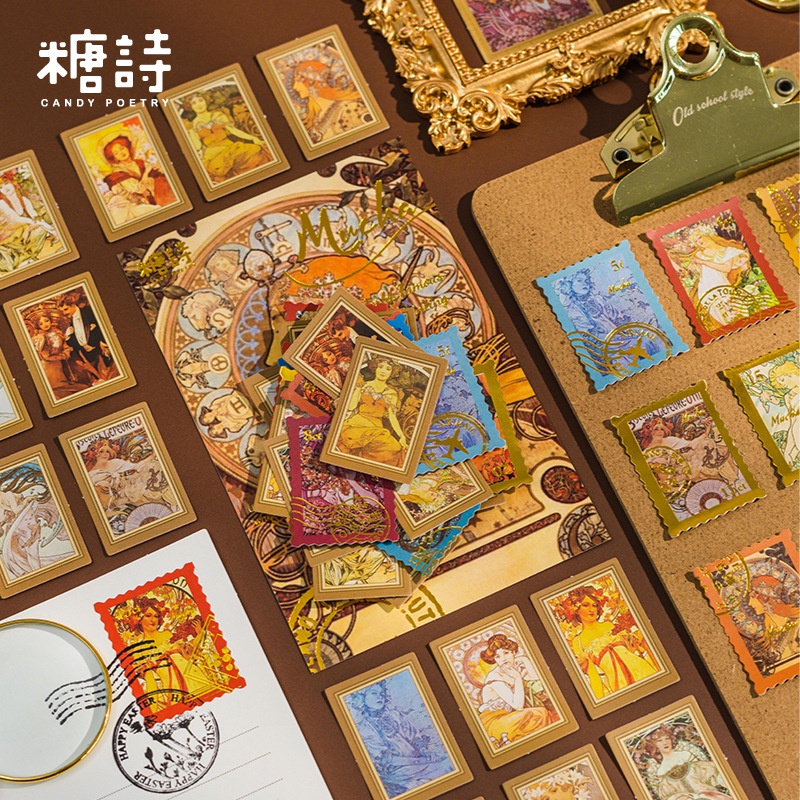 Sticker chủ đề tranh trang trí Scrapbook, sổ tay, vở  (set 40 stickers)- [ 110 ]