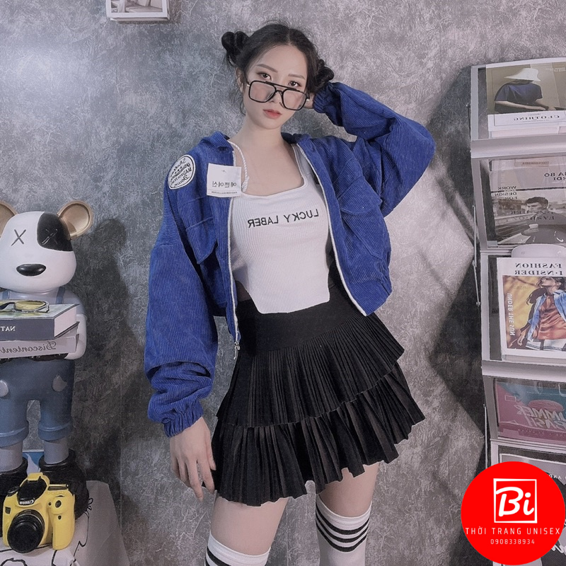 Áo Khoác Nhung Tăm Dáng Lửng Tay Cánh Dơi Thêu Chữ DG Tay và Lai Áo Bo Chun_AK59