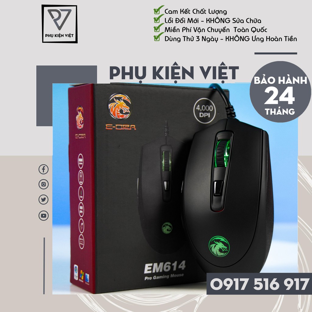 [Hàng Chính Hãng] Chuột Gaming E-DRA EM614, Chuột Game E-DRA EM614 - Bảo Hành 24 tháng