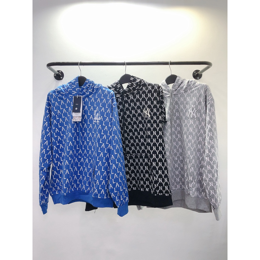 ÁO HOODIE CHUI CÓ MŨ M L B LA NY MONOGRAM HÀN QUỐC