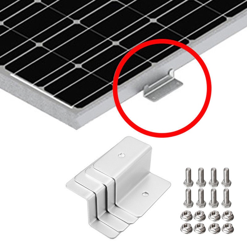 Bộ 4 Khung Chữ Z Gắn Bảng Điều Khiển Năng Lượng Mặt Trời Kèm Đai Ốc Và Bu Lông Lắp Đặt Mái