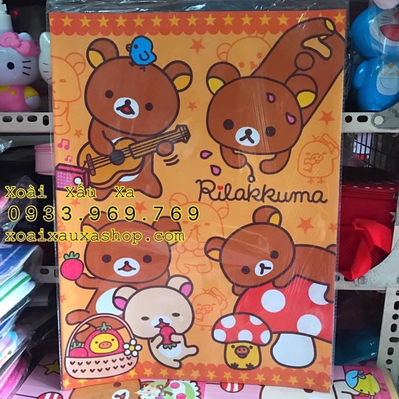 (20 tơf ) giấy bao tập, sách,  gói quà melody, gấu rilakkuma, gấu line (combo 20 tờ)