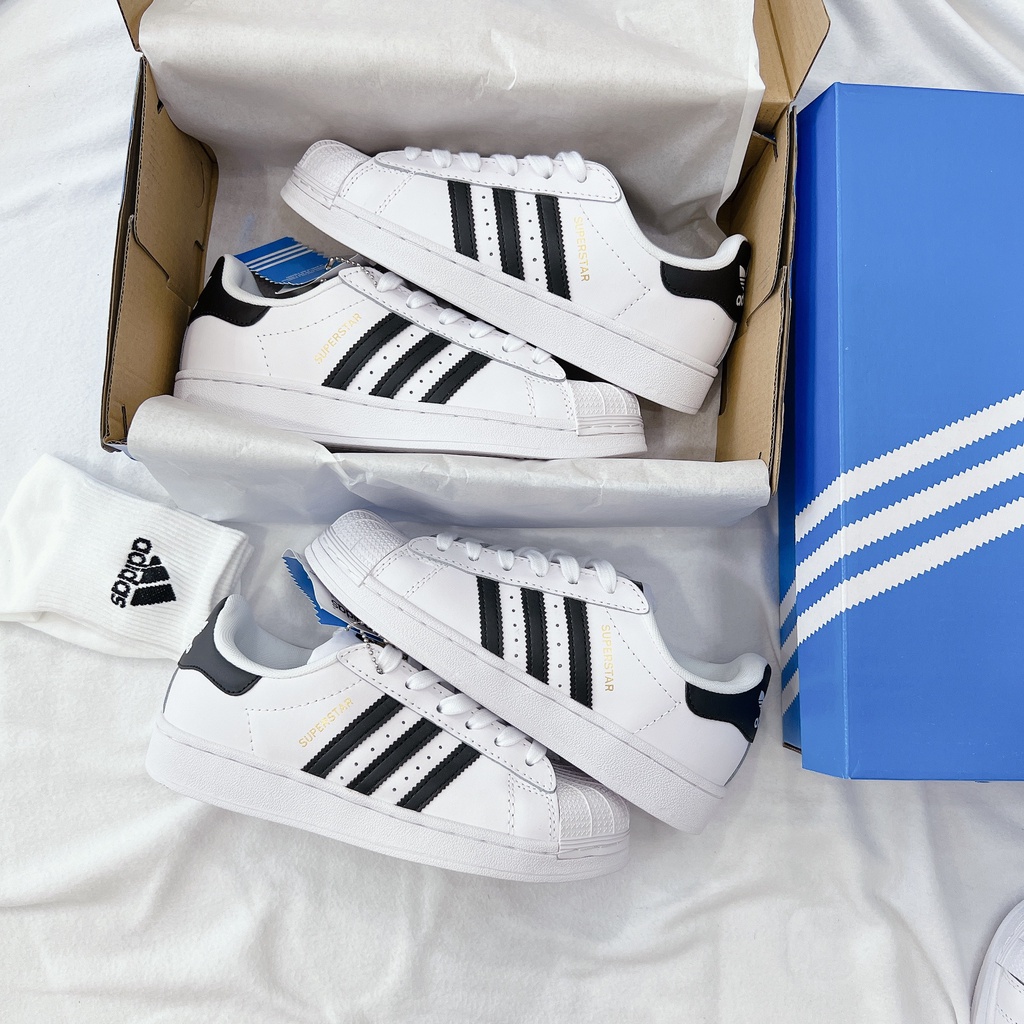 Giày Thể Thao Nữ Ngô Thắng Superstar Sò Trắng 3 Vạch