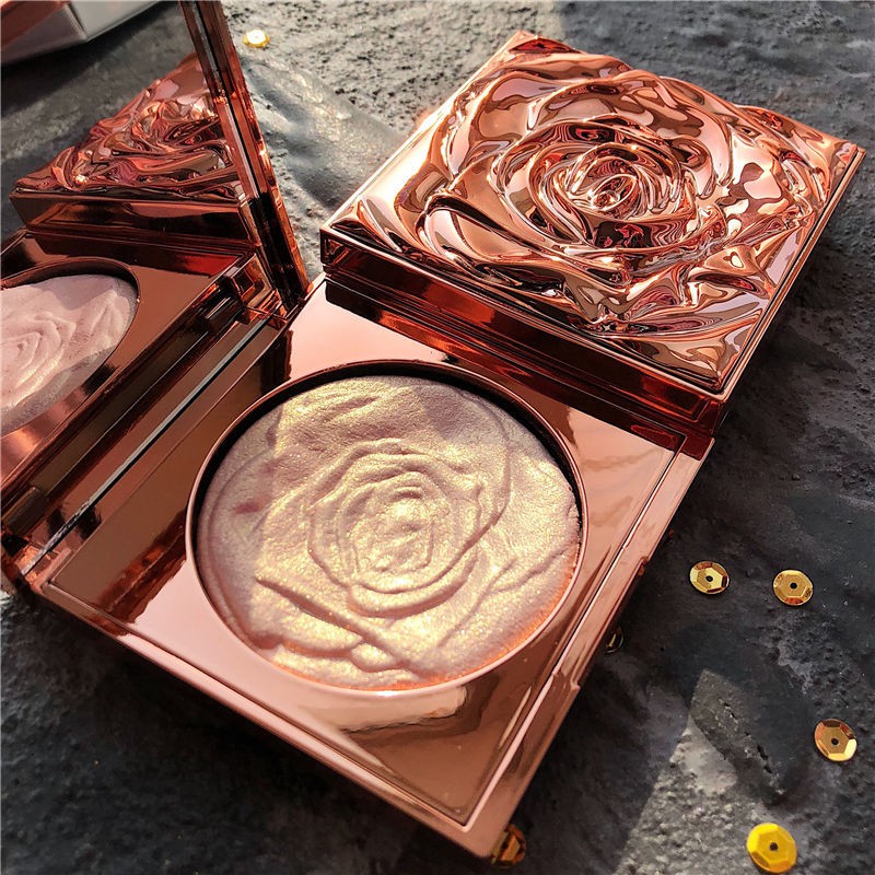 [Hàng mới về] Phấn Bắt Sáng Hình Hoa Hồng Dùng Để Trang Điểm Chất Lượng Cao