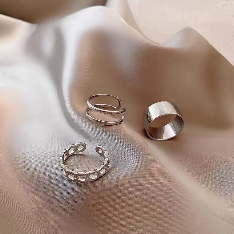 Set 3 nhẫn đeo tay kim loại phong cách Retro thời trang cho nữ