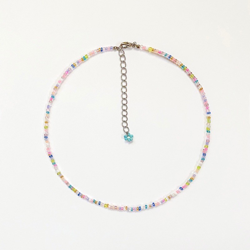 Vòng Cổ Choker Hạt Cườm Handmade Phối Màu Pastel Rainbow