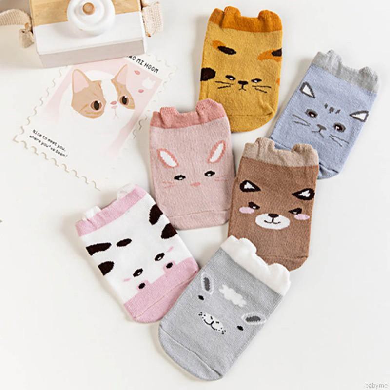 ♕ babyme ღ Baby Boys Girls Infant Cotton Cartoon Socks Anti Slip Floor Socks