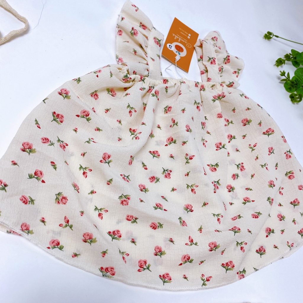 Set quần áo hoa nhí, Đồ bộ bé gái quần áo cánh tiên vải đũi- bộ cánh tiên bé gái xinh xắn cho bé hàng đẹp mã B02