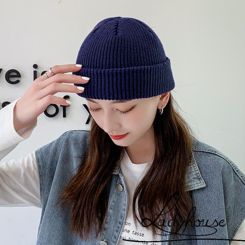 Mũ beanie dệt kim mềm co giãn giữ ấm mùa đông cho nữ