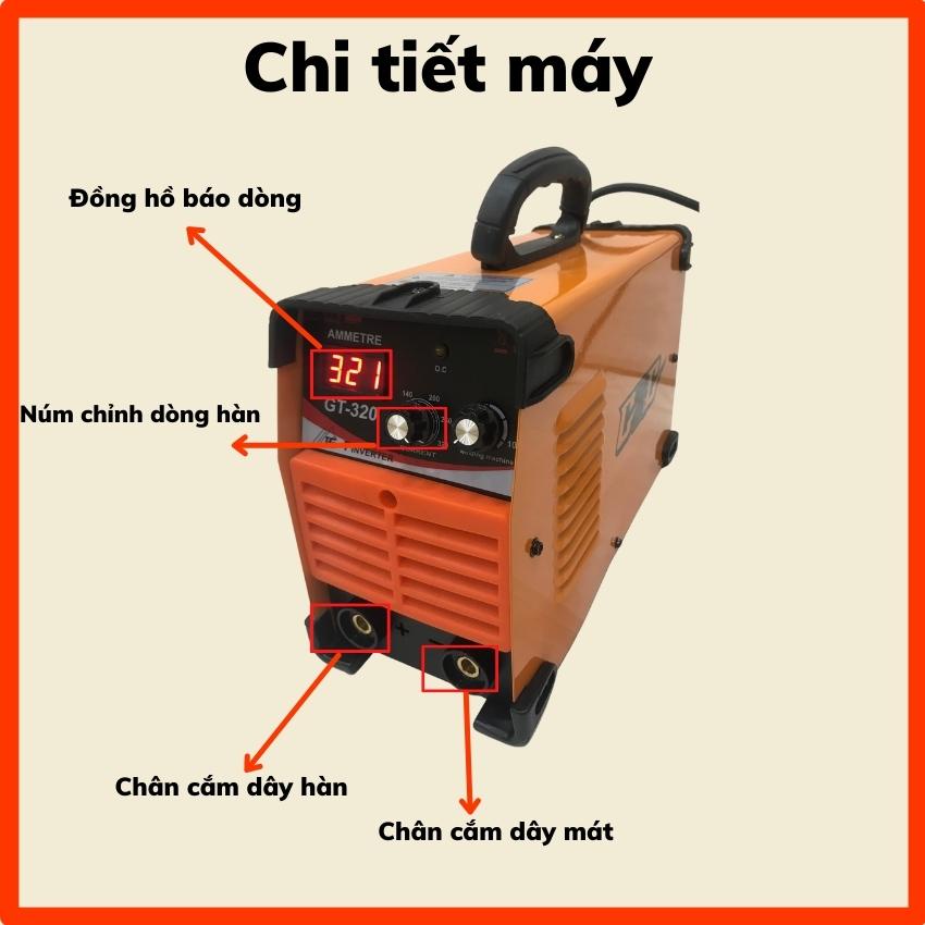Máy hàn que điện tử GT320 chính hãng GGG, hàn kéo que 3.2, cam kết 100% lõi đồng | Tặng kèm dây hàn, dây mát, găng tay